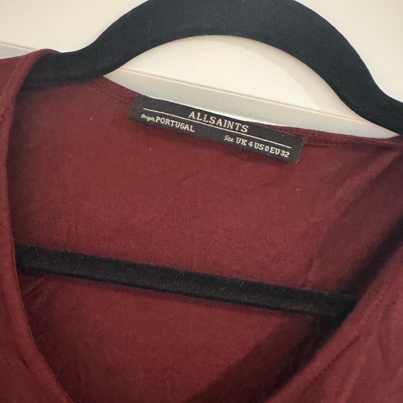 All Saints Deep Red Midi Dress - Picture 2 of 3